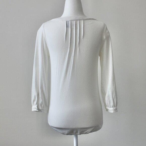 Billabong Vintage Y2K Cotton Off-White Lace V-Neck Long-Sleeve BlouseTop Small - Picture 9 of 12